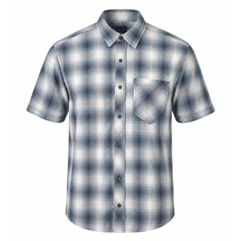 RedHead Mens Plaid Button Up Shirt Size S Blue Short Sleeve Pocket Textured
